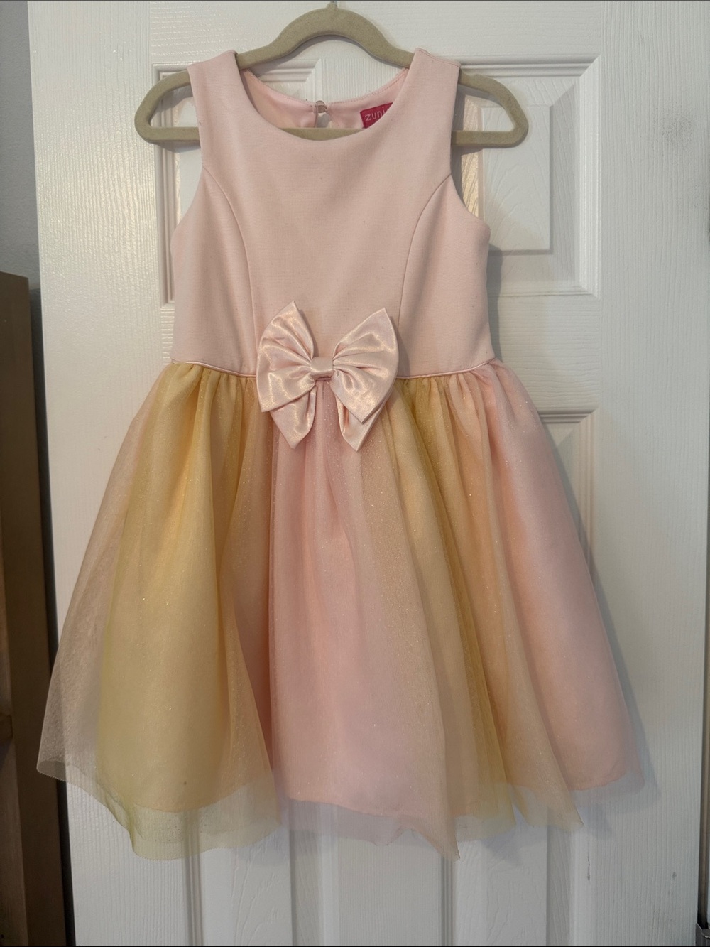 Zunie Pink and Gold Satin Bow Tulle Party Dress